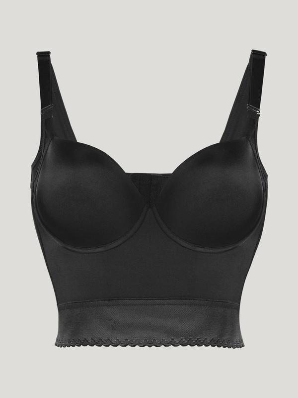 Women's Solid Adjustable Strap Push Up Bra, Scallop Trim Underwire Bra, Soft Comfy Breathable Lingerie for All Seasons, Fall Wear, Fallfreshness